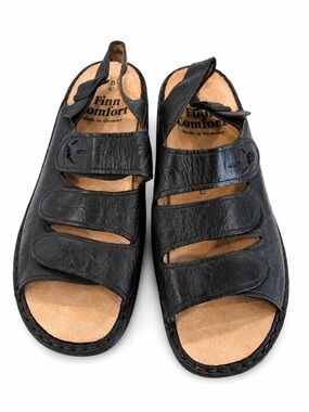 Finn Comfort Black Leather Comfort Sandals EU 41 Women’s 10